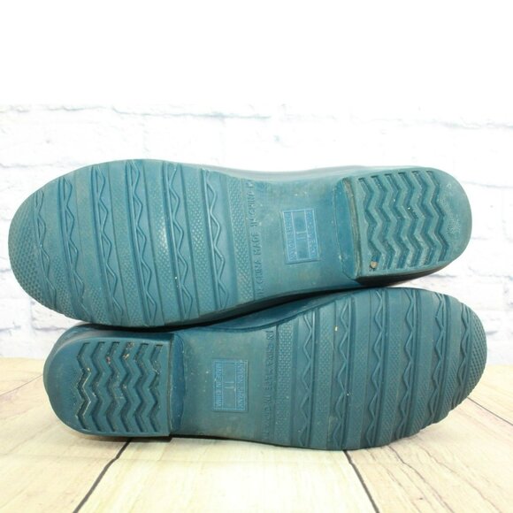LL Bean Wellie Blue Rubber Pull On Waterproof Tall Rain Boots Size 11 M - Picture 10 of 10